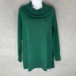 Cable & Gauge Womens Sz‎ L Green Turtleneck Long Sleeve Knit Tunic Sweater